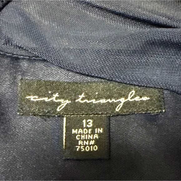 NWT Y2K Navy & Yellow Floral Skater Dress By City Triangle RN#75010 Size 13 - Picture 5 of 6